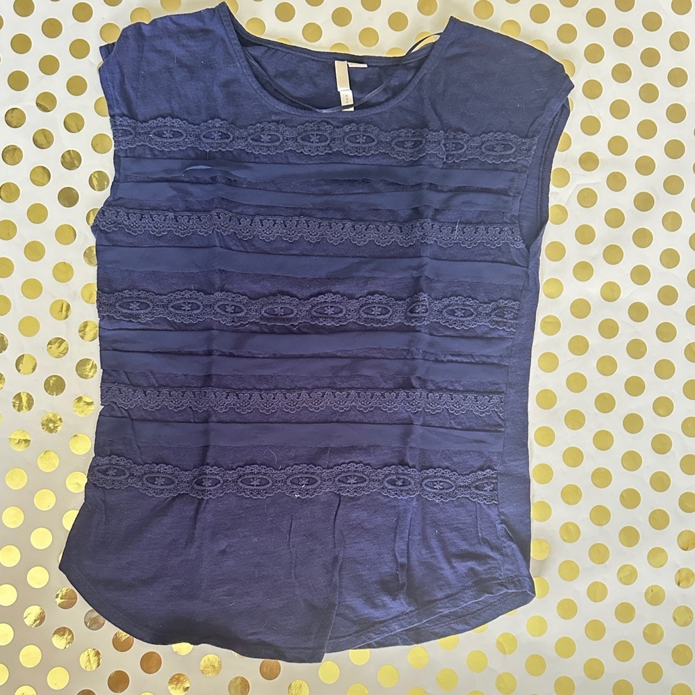 LC Lauren Conrad Blue Ruffled Blouse